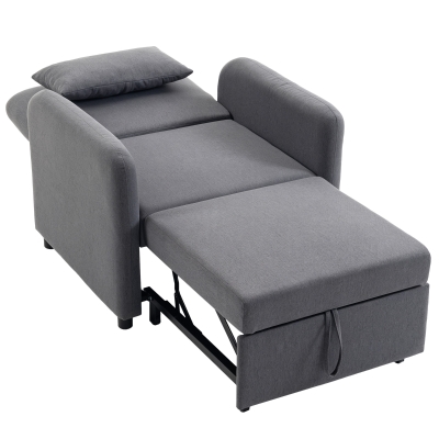 HOMCOM Poltrona Letto 3 in 1 Estraibile con Schienale Regolabile
