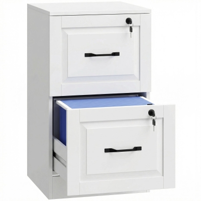 HOMCOM Cassettiera Ufficio con 2 Cassetti, Serratura e Chiavi