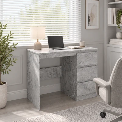 HOMCOM Scrivania Ufficio con 3 Cassetti, 100x50 cm, Grigio