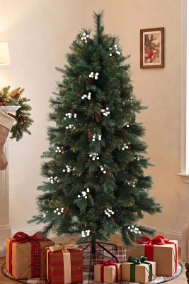 HOMCOM 5ft Artificial Christmas Tree Metal Stand Green