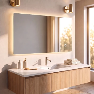 HOMCOM Espejo de Baño con Luz LED y Función de Memoria Antivaho 100x70 cm 3 Colores Regulables Ajuste de Brillo Plata