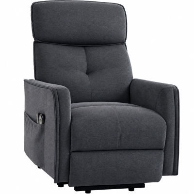 HOMCOM Poltrona Relax Reclinável Elétrica Elevatória com 2 Pontos de Massagem, Assento com Molas, Apoio para os Pés, Chenille, Preto