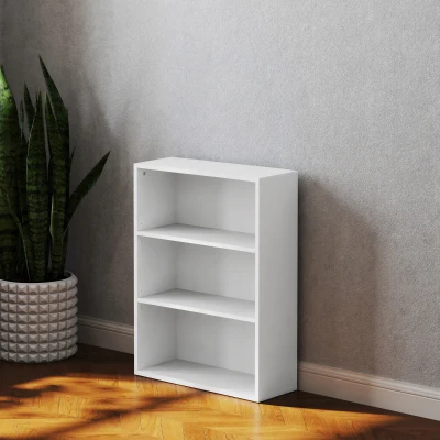 HOMCOM Estante de 3 Níveis Estante para Livros com 2 Prateleiras Ajustáveis para Sala de Estar Escritório Quarto 60x24x80 cm Branco
