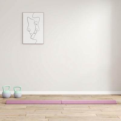 SPORTNOW Bârna de gimnastică pliabilă, bază antiderapantă, 236 x 10/15 x 6,5 cm, roz