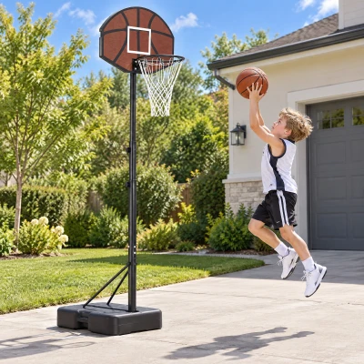 AIYAPLAY Basketballkorb Kinder 172,5-199 cm Höhenverstellbar Basketballständer mit 67 x 45 cm Rückwand Dreibein-Stütze