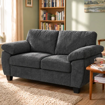 HOMCOM 2-Seater Chenille Loveseat Sofa Dark Grey 156cm