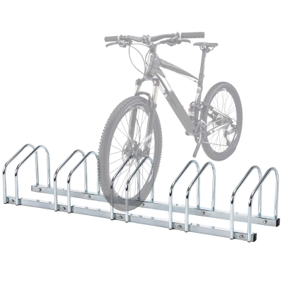 HOMCOM Rastrelliera Portabici in Acciaio per 4 Biciclette Argento