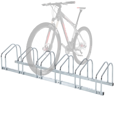 HOMCOM Rastrelliera Portabici in Acciaio per 6 Biciclette Argento