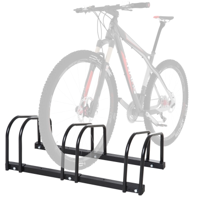 HOMCOM Aparcamiento para 3 Bicicletas Soporte de Acero para Aparcar Bicicletas en el Suelo o Pared 76x33x27 cm Negro