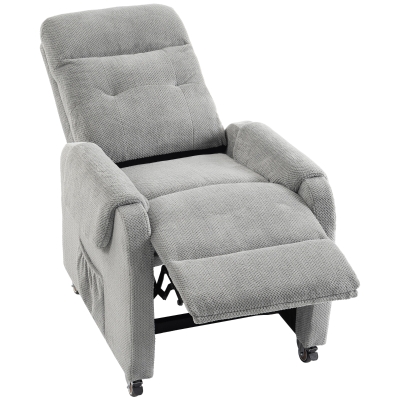 HOMCOM Fotoliu relax cu funcție de rotație 360° & funcție push-back de înclinare, fotoliu TV cu suport pentru picioare până la 150 kg, gri