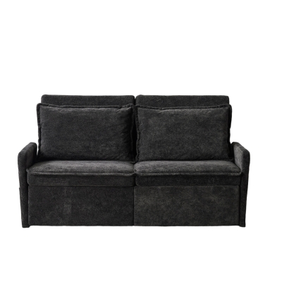 3-in-1-Schlafsofa mit USB und Stauraum, verstellbarer Rückenlehne, Chenille-Bezug, ausklappbar, 172,5x71x95 cm, Schwarz