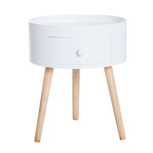 HOMCOM bijzettafel met schuiflade salontafel scandinavisch woonkamer hout wit / grijs