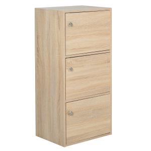HOMCOM staande kast archiefkast multifunctionele kast kantoorkast 3 deuren naturel