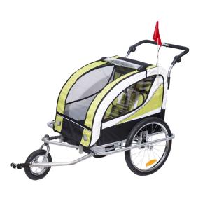 Kinderaanhanger 2 in 1 fietsaanhanger jogger aanhanger 360° draaibaar voor 2 kinderen