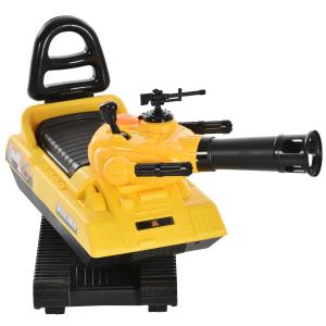 HOMCOM 3-in-1 kinderauto speelgoedauto tank met opbergruimte ballen geel + zwart