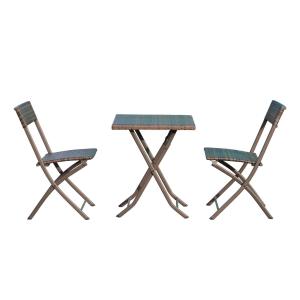 Outsunny 3-delig poly-rotan Bistro zitgroep tafel-stoel set tuinset tuinmeubels