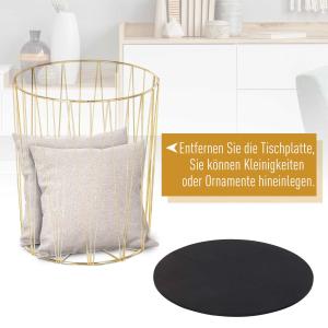 HOMCOM bijzettafel 2-delige set nachtkastje opbergruimte metalen mand met houten deksel goud