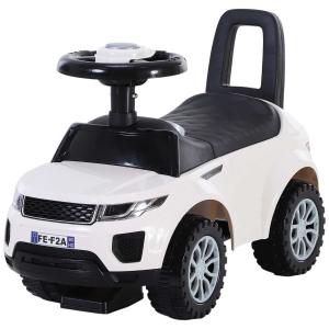 HOMCOM Kindervoertuig met claxon duwauto loopauto opbergruimte PP wit