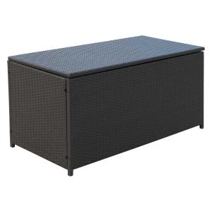 Outsunny Kussenbox polyrotan kussenbox tuinbox metaal 118 l x 54 b x 59 h cm bruin
