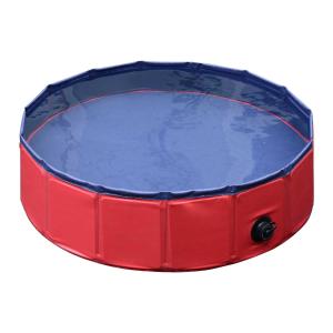 Pawhut hondenbad hondenzwembad waterbak zwembad Ø80 / 120 / 160 cm blauw/rood