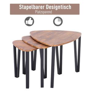 HOMCOM 3-delige salontafelset stapeltafel bijzettafel koffietafel MDF naturel