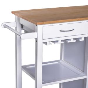 Keukentrolley serveerwagen rolwagen met glazenhouder kast wit hout