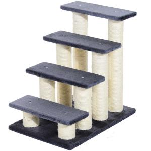 PawHut Dierentrap kattentrap hondentrap trap voor katten honden 4 treden grijs