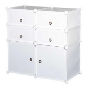 HOMCOM rek met opbergboxen kast kledingkast wit grijs