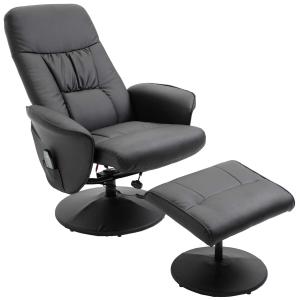 Massagestoel met voetenbank verwarmingsfunctie relaxstoel met 145° helling PU 2 kleuren