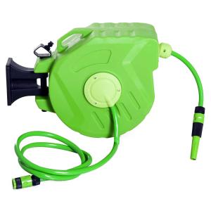 Outsunny slanghaspel automatisch 15 m slangoproller zwenkbaar perslucht tuin groen
