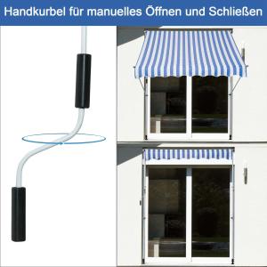 Markies knikarm knikarmmarkies zonwering handslinger balkon aluminium 2 x 1,5 m blauw