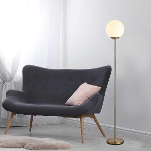 HOMCOM Woonkamer vloerlamp staande lamp vloerlamp metaal met glas goud 25 x 25 x 171cm