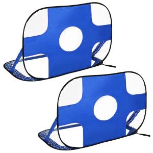 HOMCOM Voetbaldoelen pop-up doel draagbare voetbaldoelen set van 2 minidoelen opvouwbaar blauw