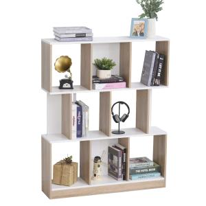 HOMCOM Boekenplank vrijstaande stelling kantoorplank archiefplank voor kantoor woonkamer MDF naturel + wit