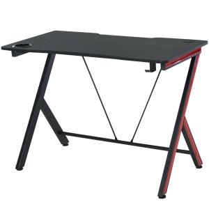 HOMCOM Gamingtafel bureau computertafel met koptelefoonhaak staal + MDF zwart