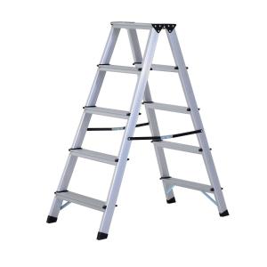 HOMCOM® trapladder aluminium ladder vouwtrede 5 treden trapladder dubbele ladder huishoudladder ladder trapladder