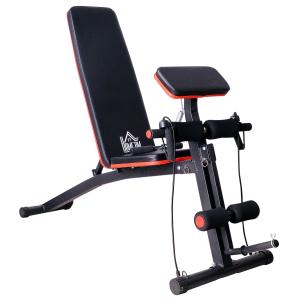 HOMCOM Multifunctionele halterbank krachtstation trainingsbank tot 120 kg zwart