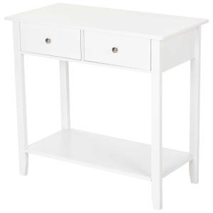 HOMCOM Consoletafel bijzettafel met 2 schuiflades dressoir entree massief hout wit