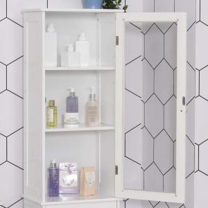 Kleankin badkamerkast badkamermeubel vitrine keukenkast met lade MDF acryl wit