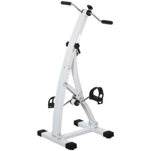 HOMCOM Hometrainer voor senioren bewegingstrainer pedaaltrainer armen en benen staal wit