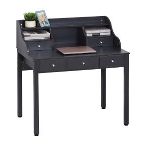 HOMCOM Bureau met plank, schuiflade, computertafel, kantoortafel, MDF, donkergrijs