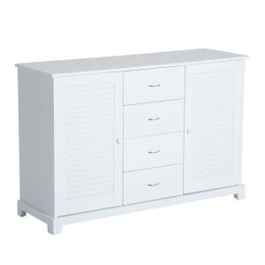 HOMCOM dressoir kast halkast badkamerkast ladekast louvredeur wit 120x40x80 cm
