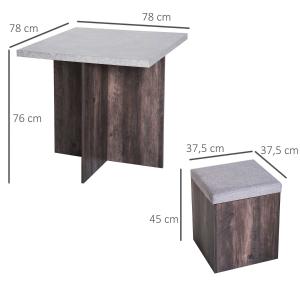 HOMCOM 5-delige eetset eettafel set met 4 krukken zitgroep eetkamer 80x80cm grijs