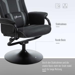 relaxstoel met krukje tv-stoel gaming ligstoel 360° draaibaar 130° kantelbaar