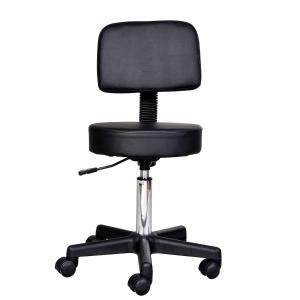 Rolkruk, werkstoel, cosmetische stoel, draaistoel, kruk, professionele salonstoel, zwart