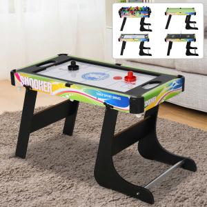 HOMCOM Tafelspel 4-in-1 tafelvoetbaltafel voor voetbal, hockey, tafeltennis, biljart, multigame