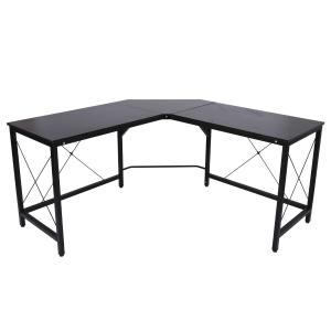 HOMCOM Computertafel L-vormig hoekbureau MDF naturel / zwart hoekbureau
