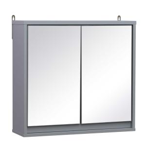 Badkamerkast, hangkast, wandkast, badkamermeubel, multifunctionele kast met 2 spiegels