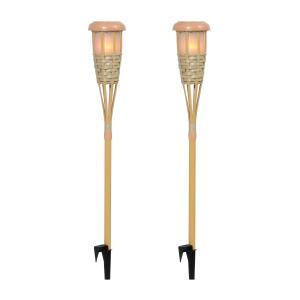 Zonneverlichting vlam tuinlamp set van 2 lamp 36 leds waterdicht ABS