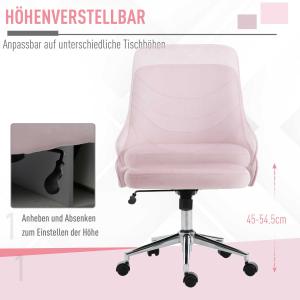 Vinsetto® Bürostuhl Drehstuhl Arbeitstuhl mit Wippenfunktion höhenverstellbar Samt Rosa